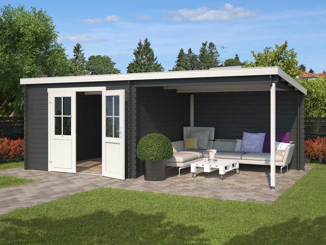 Outdoor Life Blokhut Orlando Carbon Grey-Wit 581 x 292 cm - Afbeelding 1